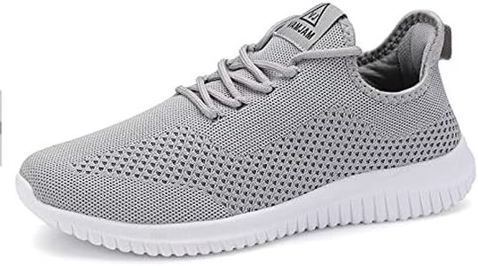 VAMJAM Men's Running Shoes Ultra Lightweight Breathable Walking Shoes Non Slip Athletic Fashion Sneakers Mesh Workout Casual Sports Shoes, Lightgrey015, 10.5