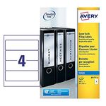 Avery J87-25 Printable, Customisable Lever Arch File Labels, 4 Labels Per A4 Sheet, 100 Labels Per Pack, White, 1