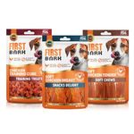 FirstBark Dog Treats for Adult Dog & Puppy – Snack Delights, Soft Chews & Training Chicken Jerky for Dogs, Small Dogs & Shih Tzu | Dog Snacks & Puppy Treats –Assorted (70g) x3