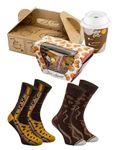 Rainbow Socks – Man Woman New Socks in Coffee and Croissant – 2 Pairs – Breakfast Box – Size UK 12-14 EU 47-53