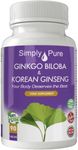 Simply Pure Vegan Ginkgo Biloba & Korean Ginseng 90x Tablets, 100% Natural, Gluten Free and GM Free