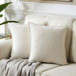 Fancy Homi Ivory 28x28 Inch Pillow Covers Set of 2, Beige European Square Pillow Shams, Super Soft Faux Suede Solid Big Cream Euro Shams Pillowcase for Bed Bedroom 71x71 cm