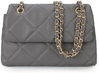 Gladdon Quilted Crossbody Purse for Women Small Ladies Shoulder Bags with Chain Trendy Clutch Purses Designer HandBag Grey