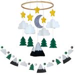 Sorrel + Fern Baby Crib Mobile (Starry Woodland Night w/Garland, Evergreen) - Nursery Decoration Crib Mobile and Baby Shower for Boys & Girls