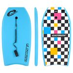 Osprey 37” BodyBoard with Adjustable Wrist Leash for Kids and Adults, Lightweight Bodyboard with XPE Deck, Crescent Tail and EPS Core, Multiple Colours and Design, Blue