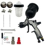 HVLP Spray Gun, 1.3mm/1.8mm Stainless Steel Nozzle, Paint Spray Gun Kit, 600ml Paint Cup, 400ml Mixing Cup and Adaptor, Professional Gravity Feed Spray Gun for Paint and Varnish