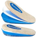 Svowin Adjustable Orthopedic Heel Wedge Lift for Leg Length Discrepancies, Height Increase Insoles for Achilles Tendonitis, Heel Pain, Heel Cushion Cups for Heel Spur, Men and Women (Large, Beige)