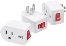 Cable Matters 3 Pack Grounded Outlet with ON Off Switch, Single Outlet Switch / Plug Switch in White