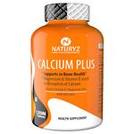 Naturyz Calcium Plus with Calcium Citrate, Vitamin D, Magnesium and Zinc Ideal Supplement for Bone Health & Joint Support of Men & Women - 120 Tablets