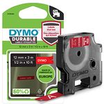 DYMO Authentic D1 Durable Labels | Black Print on Red Tape | 12 mm x 3 m | Labelling Tape for LabelManager Label Makers