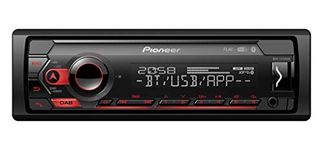 Pioneer MVH-S420DAB 1-DIN receiver with DAB/DAB+, Bluetooth, Red illumination, USB, Spotify, Pioneer Smart Sync App and compatible with Apple and Android devices.