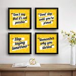 SAF paintings Set of 4 Stop Saying Tomorrow Motivational UV Coated Home Decorative Gift Item Framed Painting 19 inch X 19 inch SET4_29(Multicolor)