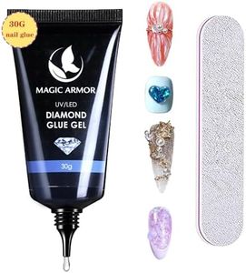 Nail Rhinestone Glue Gel 30g Curing Needed UV Nail Gem Glue Super Strong Adhesive Nail Glue Gel for Nail Rhinestones Nail Tips and Press On Nails Gems Diamonds Jewelry Gel Decoration with Nail File