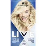 Schwarzkopf LIVE Intense Lightener, Permanent Blonde Bleach Hair Dye, With Brigtening Oil Booster, Lifts Hair Up To 8 Levels - Absolute Platinum 00A