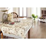 Freelance PVC Tuscany Flannel Backing Dining Table Cover Cloth Tablecloth Waterproof Protector, 6-8 Seater, 60 X 90 inches (White-Laced Edges,Rectangular,Polyvinyl Chloride, Pack of 1)