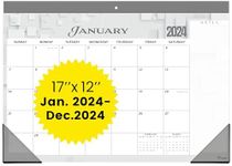 Ensight Desk Calendar 2024-17x12 Wall Calendar - Thick Paper & Notes Section - Runs Throughout 2024 (Gray)