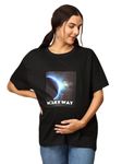 The Mom Store Mom T-Shirt | Cotton | Pre and Post Pregnancy | Quirky Statements | Comfortable | Oversized | L Black