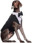 DORA BRIDAL Dog Tuxedo Dog Wedding Outfit, Formal Dog Suit and Bandana Set, Dog Bow Tie Shirt for Large Medium Small Dogs Valentines Birthday Christmas Party Outfit for Labrador Bulldogs