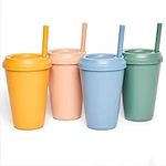 Neon Kactus Kids Straw Cups | 4 Pack Tumbler With Straw And Lid | Spill Proof Toddler Cups | Lightweight & Reusable Smoothie Cups | Sippy Colourful Cups | Safe Childrens Cups | BPA Free Kids Cups