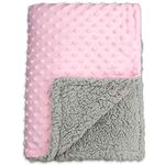 BlueSnail Baby Blanket with Plush Shepra Fleece Layer for Boys and Girls (Pink+Light Gay, 30W x 40L)