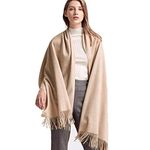 YNS Women's Pashmina Shawls and Wraps Softable Scarf for Evening Dresses Wedding with Tassels Lightweight and Warm, Beige, 20 Inch