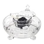 DUEBEL Caviar Serving Set, 1 Glass Divided Serving Bowl Set Plus 2 pcs. x Mother of Pearl Caviar Spoon –Caviar Dish Serving Set, Shrimp Chiller for Kitchen, Restaurant, Catering Events