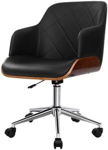 Artiss Ergonomic Office Chair Wooden Computer Desk Chairs with Height Adjustable PU Leather Seat, Mid Back and 360°-Swivel Seating Black for Gaming Room Executive Home Use