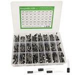 620Pcs Aluminum Electrolytic Capacitor Assortment Kit 24 Kinds Different Range 0.1uF－1000uF 10V/16V/25V/50V Radial Leads Electrolytic Capacitors for Repair TV, Radio, Microwave etc