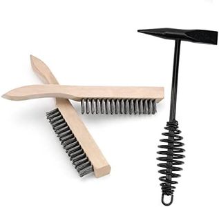 Hynade Welding Hammer with Coil Spring Handle,Wire Brush 9.5 Inch Wood Handle,Cone and Vertical Chisel Welding Chipping Hammer and Welding Slag Metal Rust Removal Scratch Brush