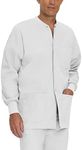 Landau Mens Essentials Relaxed Fit 5-Pocket Snap-Front Scrub Jacket for Men 7551, White Twill, 5X-Large