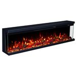 Valine Fires 3-Sided Panoramic Electric Freestanding Fireplace Heater 60"/152cm – Wall-Mounted, Media Wall Electric Fire, 15 LED Colours, Crackling Sound, Wifi/Alexa/App/Remote 900W/1800W Heat Control