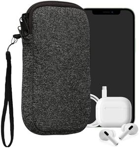 kwmobile Estuche de Neopreno Universal para Smartphone - Funda Protectora con Cremallera para XL - 6,7/6,8" Antracita/Blanco