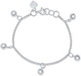 Dainty Dangling Pattilu India Jingle Bells Bracelet for Women Girls Very Small Wrists 6 Inch .925 Sterling Silver Bells are Silver Plated