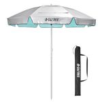 G4Free Heavy Duty Beach Umbrella for Sand, UPF 50+ UV Protection Sun Shelter Double Canopy with Air Vent and Push Button Tilt, 6.5 ft Portable Parasols with Carry Bag for Outdoor Patio Pool(Lake Blue)