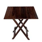 VMDJ FURNITURE VMD Solid Sheesham Wood Foldable Table Outdoor Table, Coffee Table, Cafe Table, Wooden Table (Square/Color - Coffee, Size 23x23x23.5 Inch)