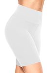 TNNZEET Cycling Shorts Women High Waisted, Ladies Cycle Shorts for Gym Biker Running (White,L-XL)