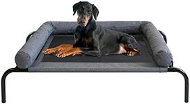 PETIME Cooling Elevated Pet Cushion Bed Raised Dog Cots Beds for Small Dogs, Portable Indoor & Outdoor Pet Hammock Bed, Frame with Breathable Mesh and Removable Bolsters (36 Inch)