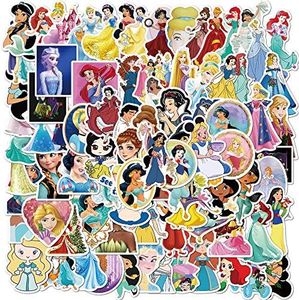 100 Packs Cartoon Princess Stickers Water Bottles Laptop Phone Motorcycle Computer Guitar Skateboard Hydroflasks Cartoon Vinyl Sticker Waterproof Aesthetic Decals for Teens Girls Adults