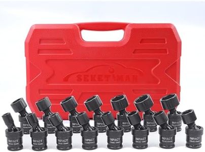 SEKETMAN 15PCS 3/8-Inch driver impact universal socket set,15piece swivel socket set,6 point,Metric, 8-22mm,CR-MO STEEL