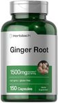 Ginger Root Capsules 1500 mg | 200 Pills | DNA Tested, Non-GMO, Gluten Free | Ginger Root Extract | by Horbaach