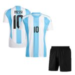 Sports Soccer Football Messii 10 Inter Jersey Set Football T-Shirt with Shorts (Kid's, Boy's & Men's) (10_11 Years, Silver)