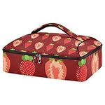 ElliTarr Casserole Carriers for Hot or Cold Food Reusable Casserole Dish Carrier Insulated Thermal Large Capacity Durable Perfect for Party Camping Family Gatherings Red Strawberry