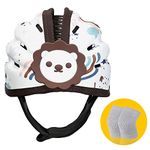 Baby Safety Helmet, Breathable Baby Crawling and Walking Helmet, Toddler Soft Helmet, Anti-Collision, Ultra-Lightweight, Expandable and Adjustable Age 6m-24m (Brown Lion)