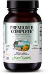 Maxi Health Premium E Complete | Gluten-Free 200 IU Vitamin E Capsules | All-In-One Supplement for Nutritional Support, Heart Health, and Immune System - 60 Kosher Capsules | NO SYNTHETICS
