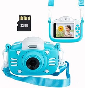 MINIBEAR Kids Digital Camera 20MP Children's Selfie Camera for Boys and Girls 1080P Rechargeable Video Recorder with 32G Card and Children Games, 2 inch IPS Screen (Blue)