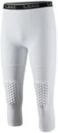 LEAO Youth Boys 3/4 Compression Pants with Knee Pads Cool Dry Basketball Tights Sports Capri Leggings, White, X-Large