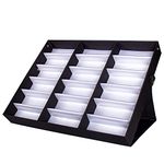 Sunglasses Display Case,18 Slot Sunglass Case and Storage, Sunglass Box for Eyeglasses and Sunglasses Display,18.5 x 14.25 x 2.5 Inches