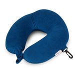 Destinio Neck Pillow for Travel (Without Eye mask), Memory Foam Neck Pillow, Neck Pillows with Washable Cover, Travel Neck Pillow, Travel Pillow for Flights for Men and Women (Blue), Pack of 1