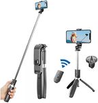 Selfie Stick Tripod, Eyslhylb Selfie Tripod Stand with Detachable Wireless Bluetooth Remote, Extendable Pocket Selfie Stick Compatible with iPhone, Android Smartphones, Gopro, Webcam and Camera