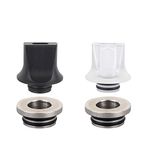 WOLFTEETH 2 Pack Set 510 810 2 in 1 Flat Mouth Drip Tip, 810 Adapter, Narrow Bore Anti-Oil Splash, Mouth Pieces for Electronic Cigarette Vape Tank Devices, Nicotine Free/Resin Black + PC White 126901